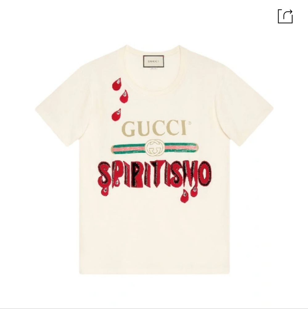 Gucci Cream Graphic Short Sleeve Tee
